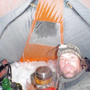 Marc Leblanc Cooking in Vestibule Lake Winnipeg Ex-Day 7